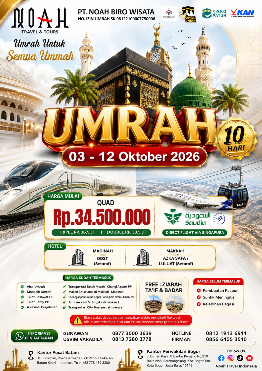 NOAH TRAVEL - Umrah 10 Hari Okt 2026