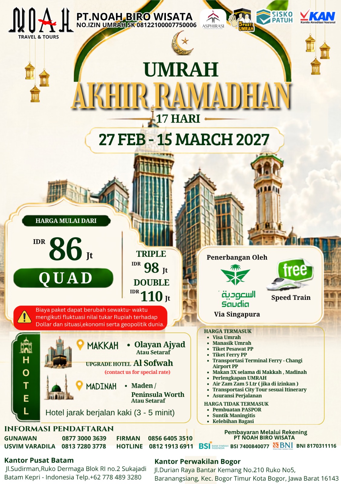 NOAH TRAVEL - Umrah Akhir Ramadhan Feb Mar 2027