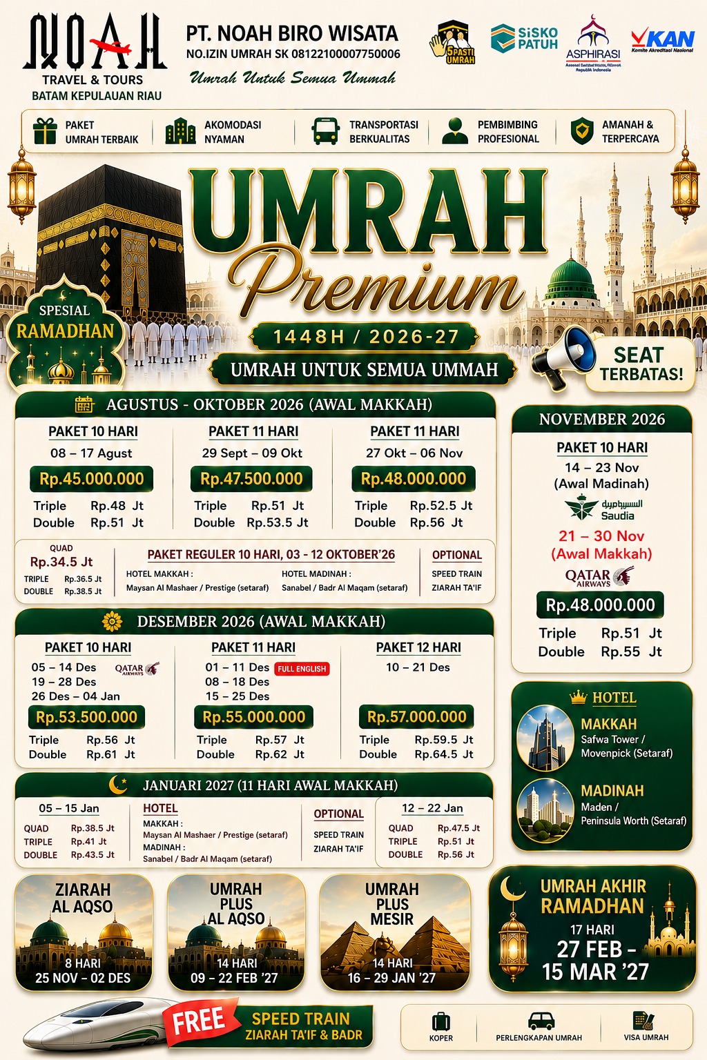 NOAH TRAVEL - Umrah Premium 2026 2027
